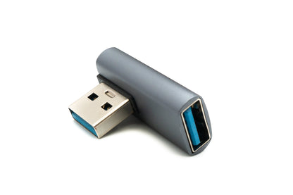 SYSTEM-S USB 3.0 Adapter Type A Male to Female Angled Cable in Gray