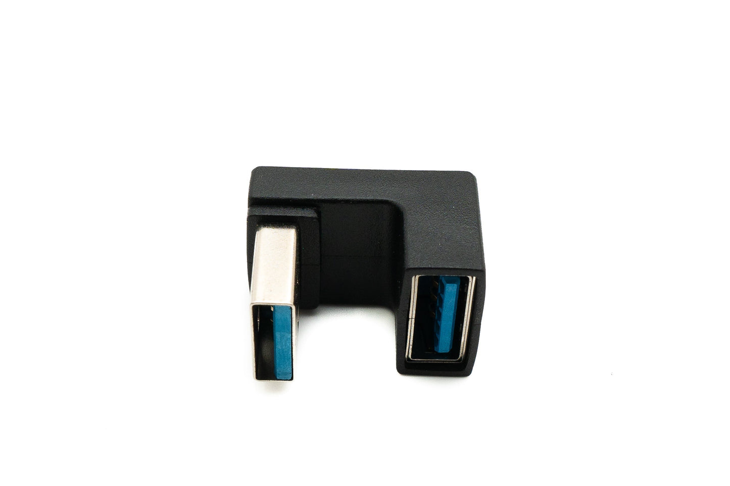 SYSTEM-S USB 3.0 Adapter Typ A Stecker zu Buchse U Turn 180° Winkel Kabel in Schwarz