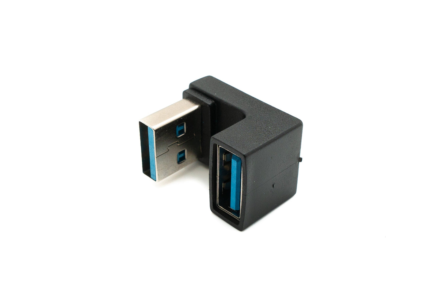 SYSTEM-S USB 3.0 Adapter Typ A Stecker zu Buchse U Turn 180° Winkel Kabel in Schwarz