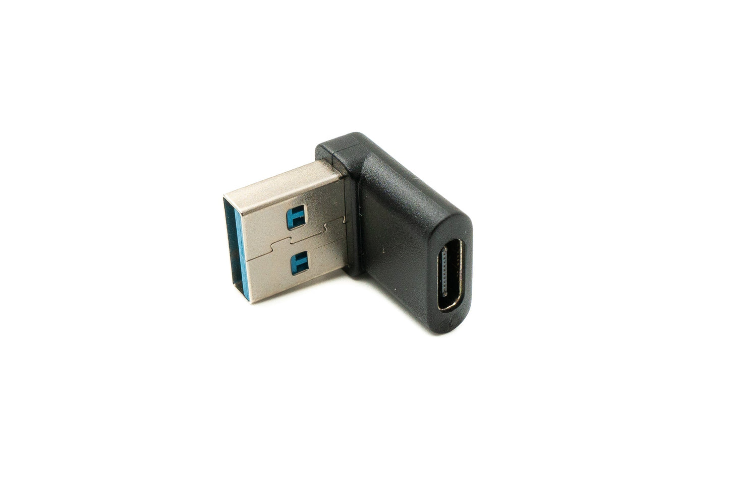 SYSTEM-S USB 3.1 Adapter Typ C Buchse zu 3.0 Typ A Stecker Winkel Kabel in Schwarz