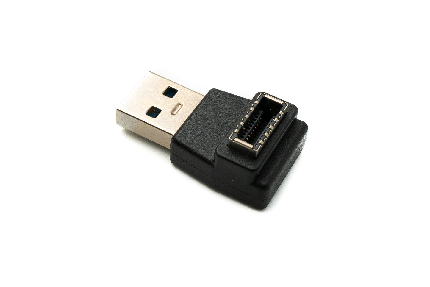 SYSTEM-S USB 3.1 Adapter Typ E Buchse zu 3.0 Typ A Stecker Adapter Winkel in Schwarz