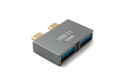 SYSTEM-S USB 3.1 Gen 2 Doppel Adapter 2x Typ C Stecker zu 2x 3.0 Typ A Buchse Kabel OTG