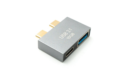 SYSTEM-S USB 3.1 Gen 2 Doppel Adapter 2x Typ C Stecker zu Buchse & 3.0 Typ A Buchse OTG