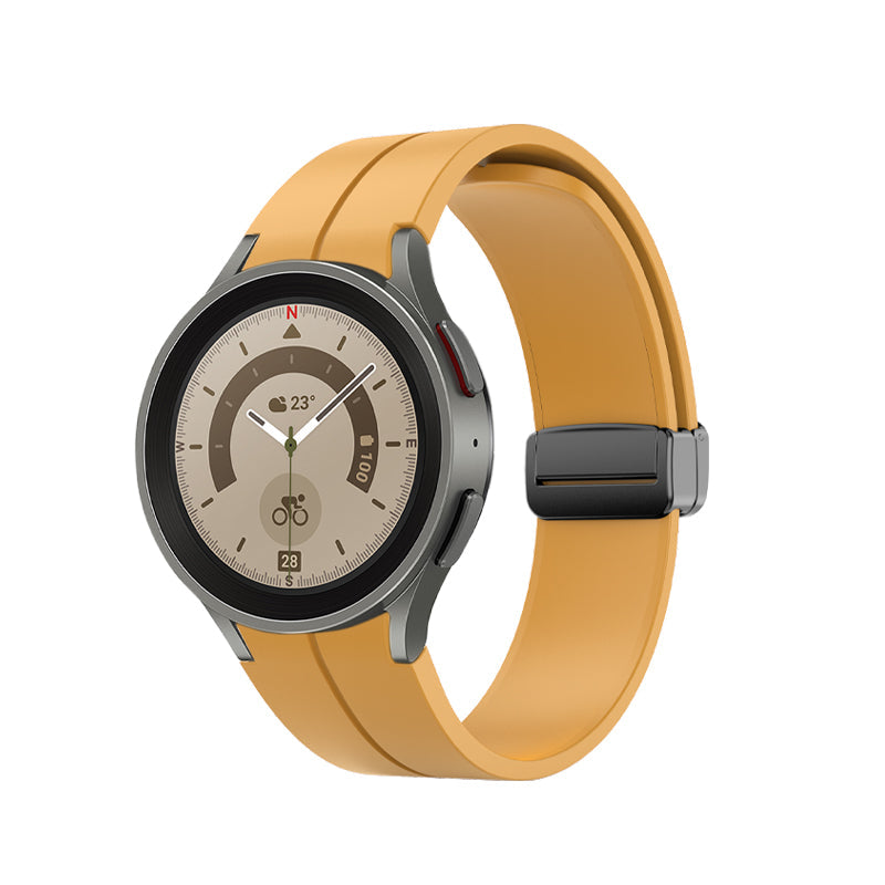 SYSTEM-S Armband 20 mm aus Silikon für Samsung Galaxy Watch 5 4 Smartwatch in Gelb