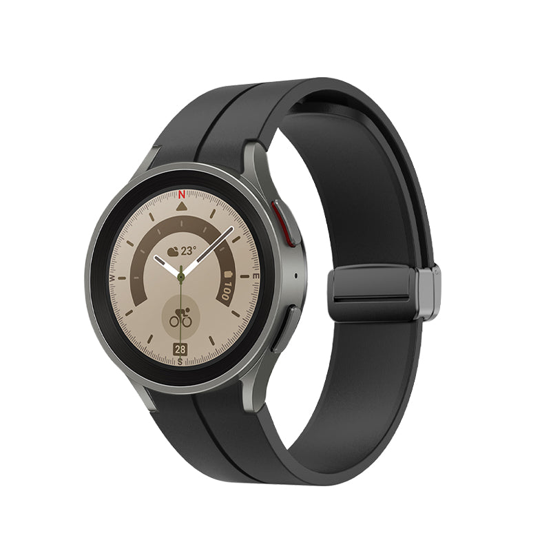SYSTEM-S Armband 20 mm aus Silikon für Samsung Galaxy Watch 5 4 Smartwatch in Schwarz