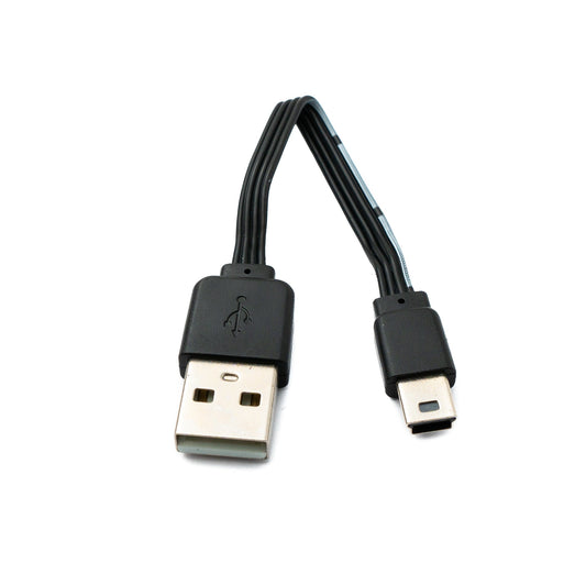 SYSTEM-S USB 2.0 cable 13 cm Mini B plug to Type A plug short flat Black