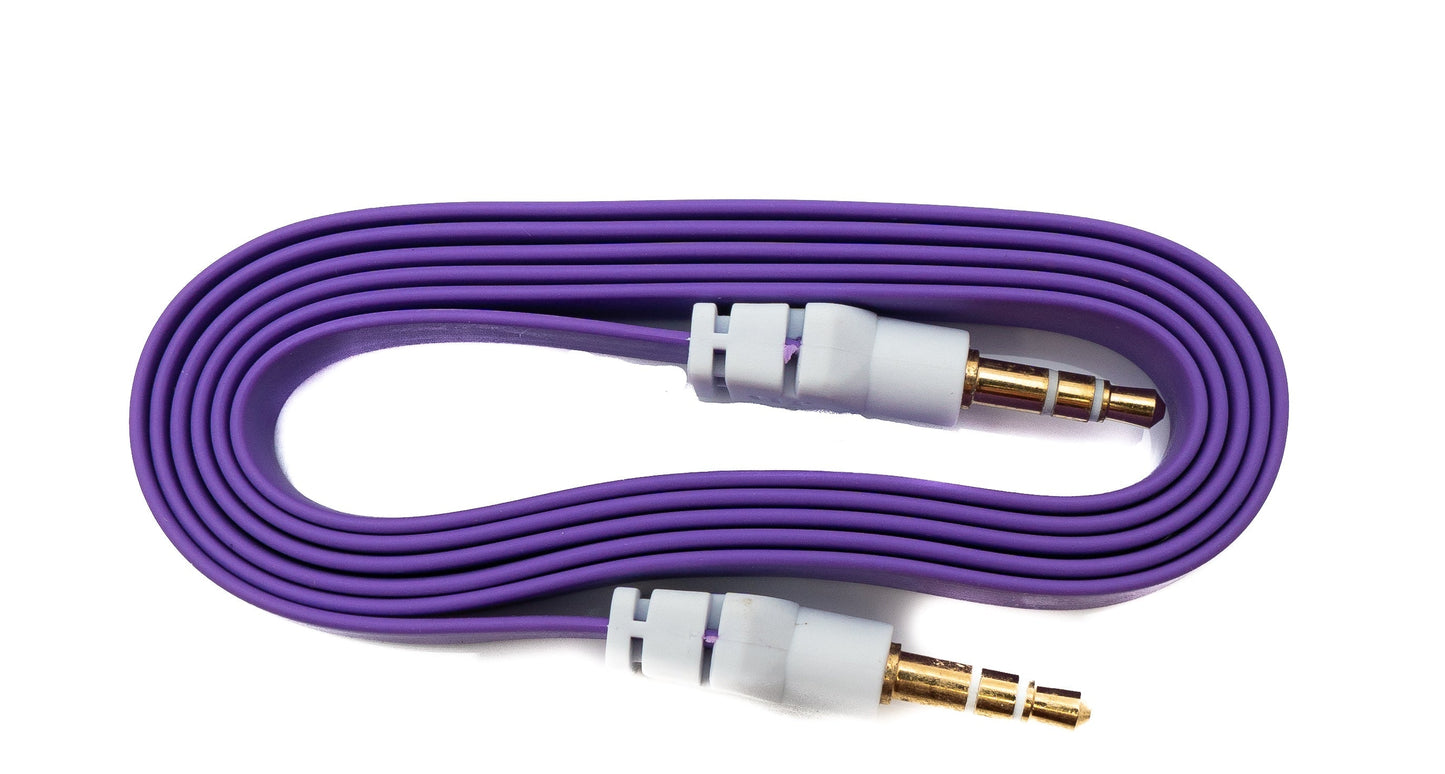SYSTEM-S Audio Kabel 100 cm Stereo AUX Klinke 3,5 mm Stecker zu Stecker flach in Lila