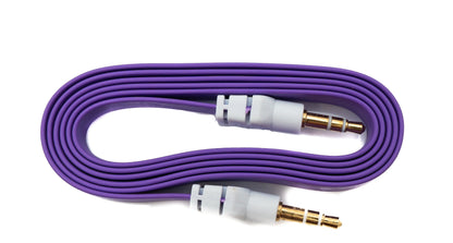 SYSTEM-S Audio Kabel 100 cm Stereo AUX Klinke 3,5 mm Stecker zu Stecker flach in Lila