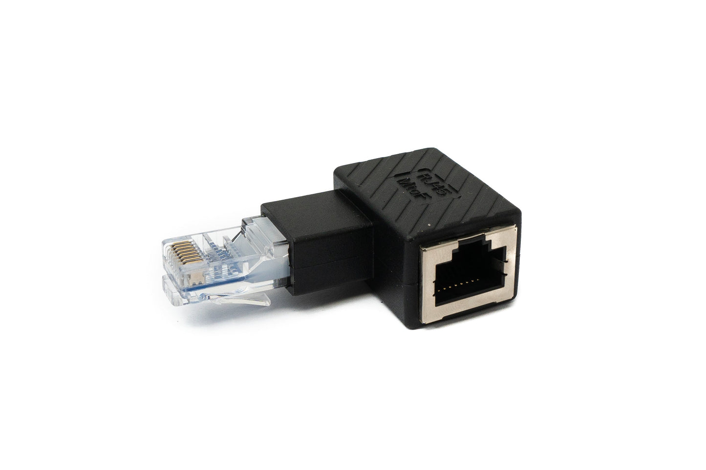SYSTEM-S LAN adapter RJ45 plug to socket angled Ethernet adapter cable in black