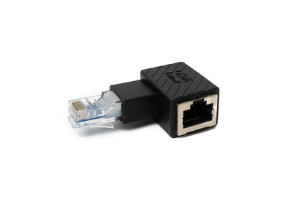 SYSTEM-S LAN adapter RJ45 plug to socket angled Ethernet adapter cable in black