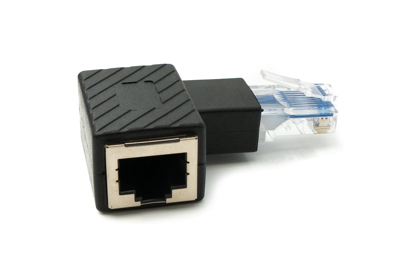 SYSTEM-S LAN adapter RJ45 plug to socket angled Ethernet adapter cable in black