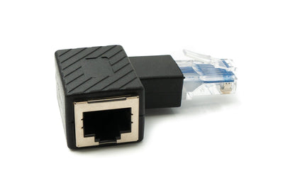 SYSTEM-S LAN adapter RJ45 plug to socket angled Ethernet adapter cable in black
