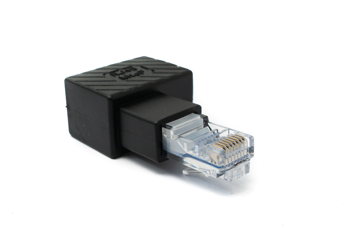SYSTEM-S LAN adapter RJ45 plug to socket angled Ethernet adapter cable in black