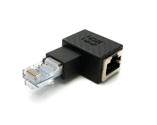 SYSTEM-S LAN adapter RJ45 plug to socket angled Ethernet adapter cable in black