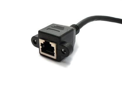 SYSTEM-S LAN Kabel 30 cm 8P8C Stecker zu Buchse Winkel Schraube in Schwarz