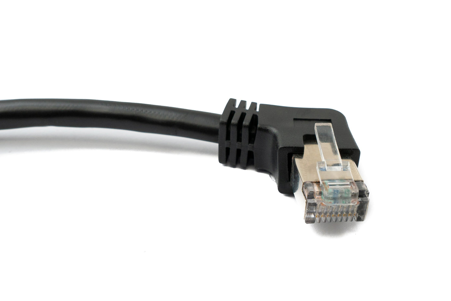 SYSTEM-S LAN Kabel 30 cm 8P8C Stecker zu Buchse Winkel Schraube in Schwarz