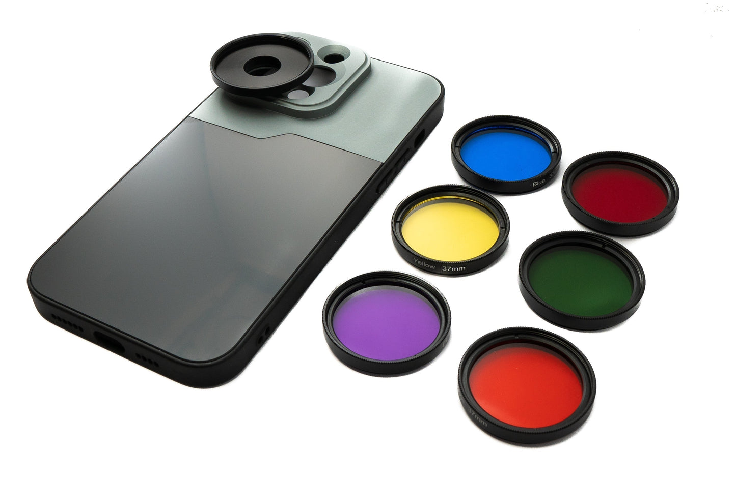 SYSTEM-S Farbfilter Set 37 mm 6 Stück Farbe Filter für Fotografie für iPhone 14 Pro Max