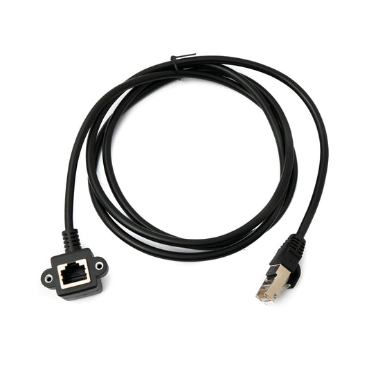 SYSTEM-S LAN Kabel 150 cm 8P8C Buchse zu RJ45 Stecker Winkel Schraube in Schwarz