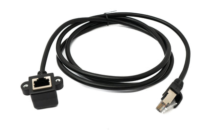 SYSTEM-S LAN cable 150 cm 8P8C socket to RJ45 plug angle screw in black