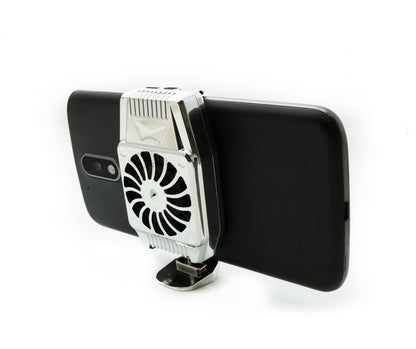 SYSTEM-S USB Kühlung Ventilator für 4,0" bis 6,7" Smartphone Tablet in Grau