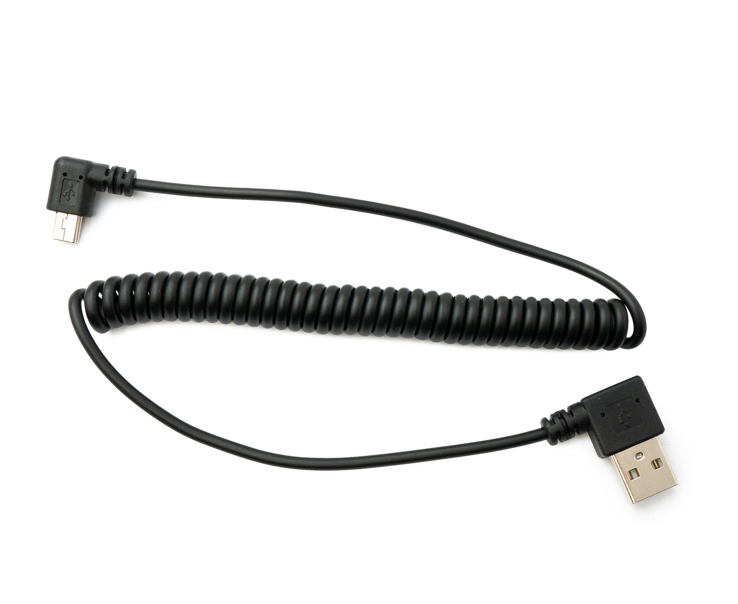 SYSTEM-S USB 2.0 Kabel 100 cm Typ A Stecker zu Mini B Stecker Spirale Winkel in Schwarz