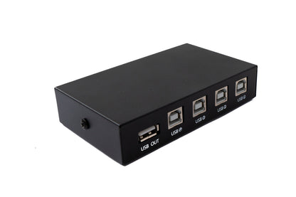SYSTEM-S USB 2.0 Switch 4x Type B Female to A Female Hub Switch Adapter in Black