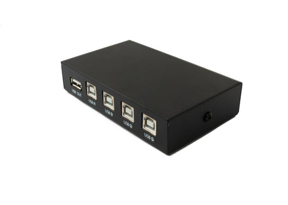 SYSTEM-S USB 2.0 Switch 4x Type B Female to A Female Hub Switch Adapter in Black