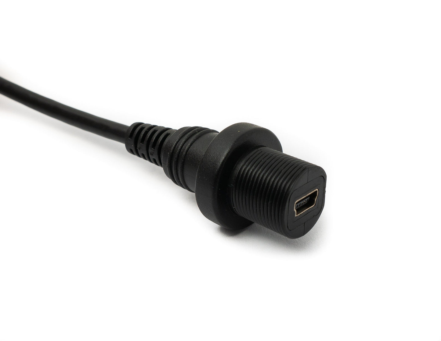 SYSTEM-S USB 2.0 Kabel 100 cm Mini B Stecker zu Buchse Bulkhead Wasserfest in Schwarz