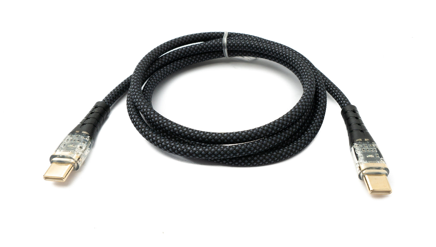 SYSTEM-S USB 3.1 Typ C Kabel 100 cm Stecker zu Stecker 5 Gbit/s geflochten Schwarz