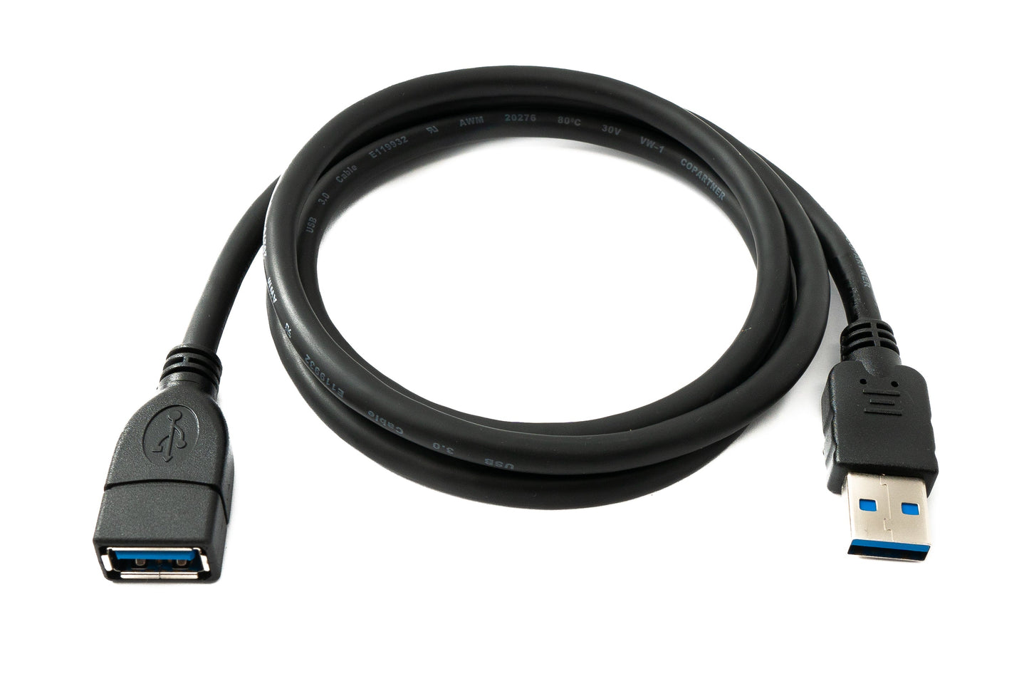 SYSTEM-S USB 3.0 Kabel 100 cm Typ A Stecker zu Buchse 5 Gbit/s in Schwarz