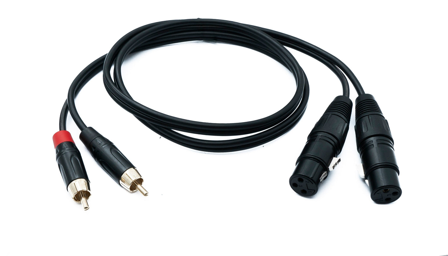 SYSTEM-S Audio XLR Kabel 100 cm 2x 3 polig Buchse zu 2x Cinch RCA 2 polig Stecker