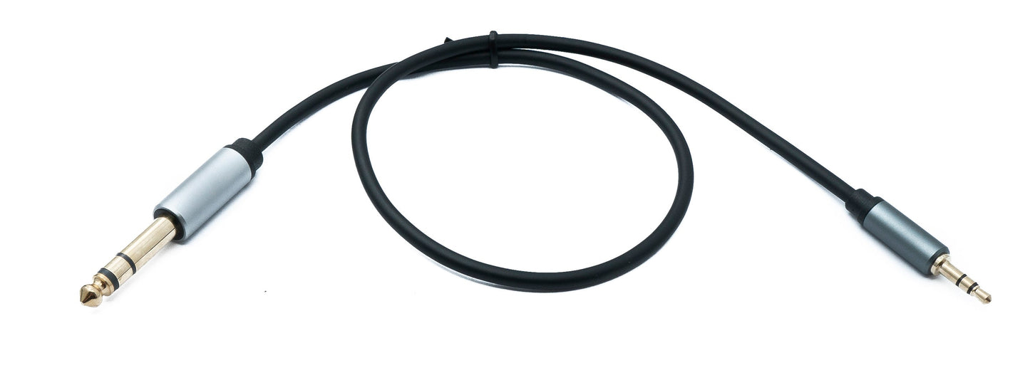 SYSTEM-S Audio Klinke Kabel 50 cm 6,35 mm 2 polig Stecker zu 3,5 mm 3 polig Stecker AUX