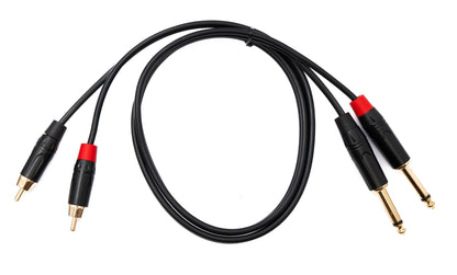 SYSTEM-S Audio Cinch 2 RCA Kabel 100 cm 2x Stecker zu 2x Klinke AUX 6,35 mm 2 polig Stecker