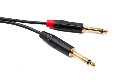 SYSTEM-S Audio Cinch 2 RCA Kabel 100 cm 2x Stecker zu 2x Klinke AUX 6,35 mm 2 polig Stecker
