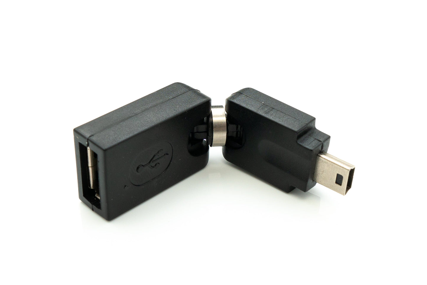 SYSTEM-S USB 2.0 adapter Mini B male to Type A female 360° angle cable in black