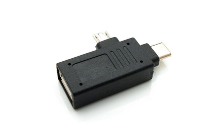 SYSTEM-S USB Y 3.1 Adapter Typ C Stecker & 2.0 Micro B Stecker zu A Buchse Kabel Schwarz