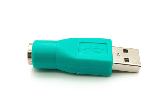 SYSTEM-S USB 2.0 adapter type A male to PS/2 male PS2 cable in turquoise
