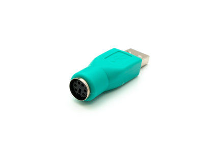 SYSTEM-S USB 2.0 adapter type A male to PS/2 male PS2 cable in turquoise