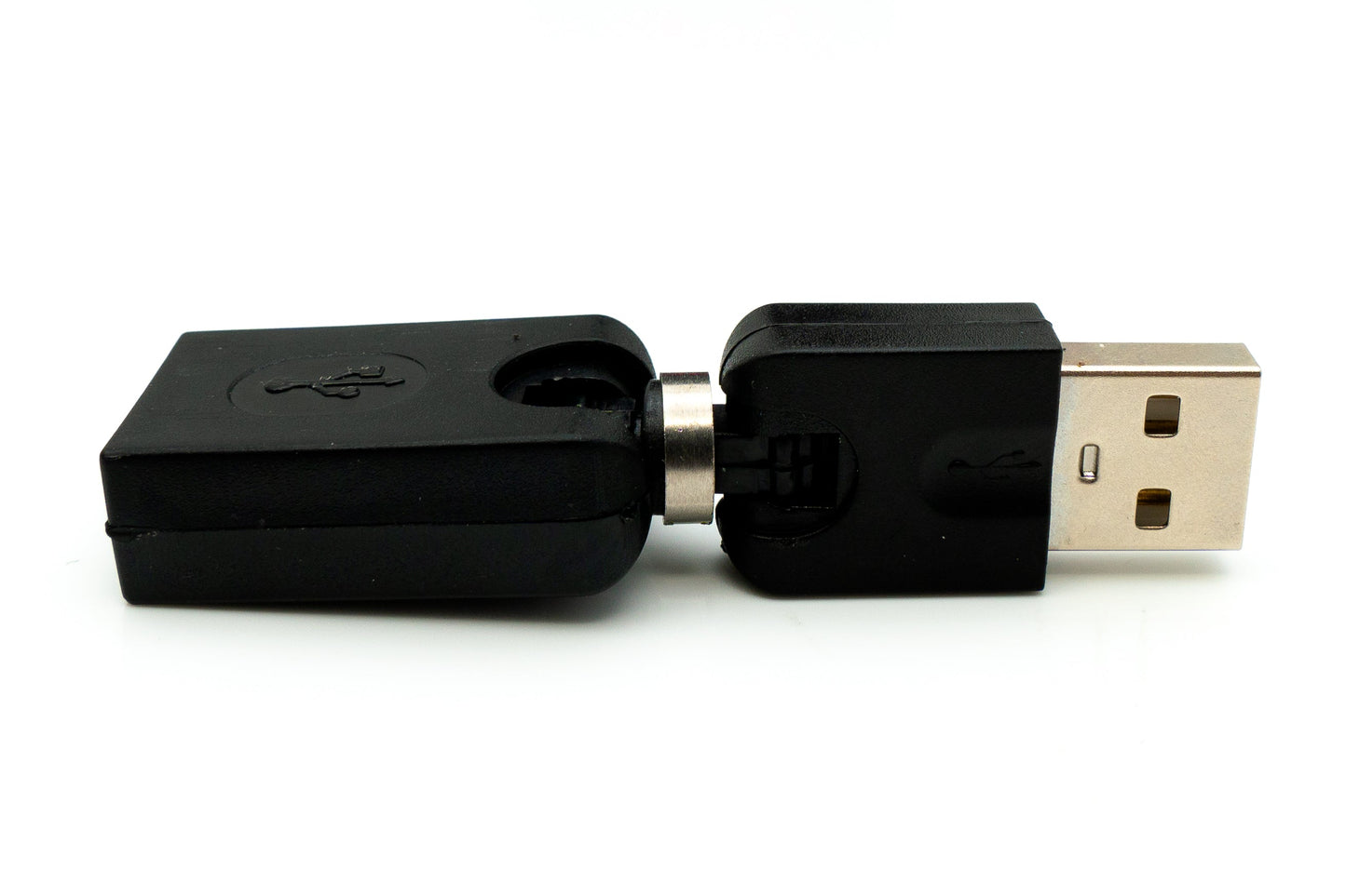 SYSTEM-S USB 2.0 Adapter Typ A Stecker zu Buchse 360° Winkel Kabel in Schwarz