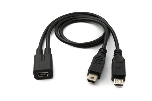 SYSTEM-S USB 2.0 Y cable 30 cm Mini B female to male + Micro B male charging cable