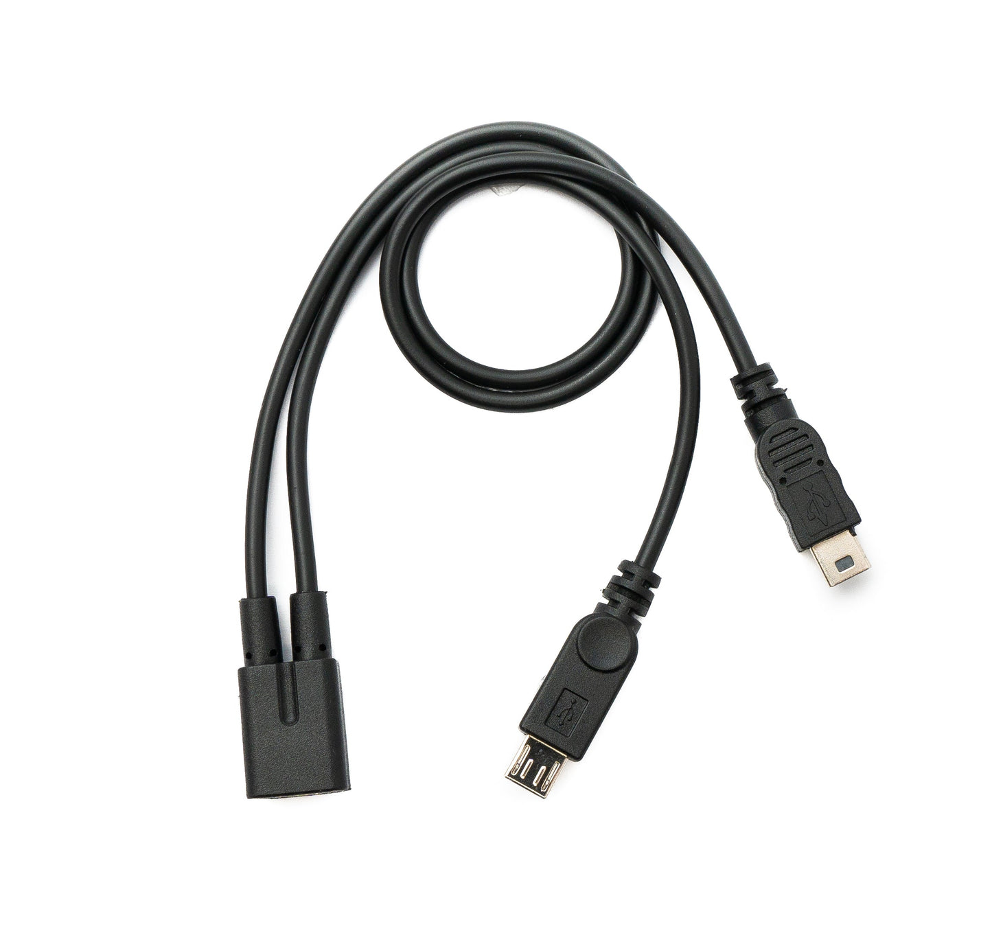 SYSTEM-S USB 2.0 Y Cable 30 cm Mini B Female to Male + Micro B Male Adapter Black