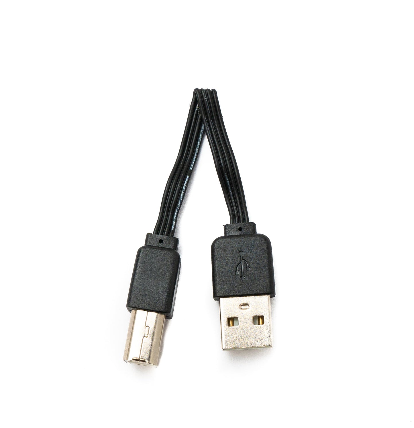 SYSTEM-S USB 2.0 Kabel 13 cm Typ B Stecker zu Typ A Stecker kurz flach in Schwarz