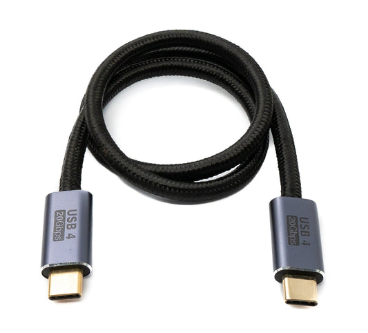 SYSTEM-S USB4 USB Kabel 50 cm Typ C Stecker zu Stecker 20 Gbit/s USB 4.0 geflochten Schwarz