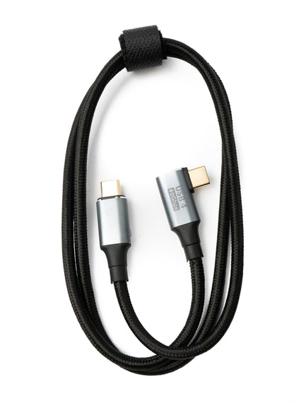 SYSTEM-S USB4 USB Kabel 80 cm Typ C Stecker zu Stecker 40 Gbit/s USB 4.0 geflochten Winkel