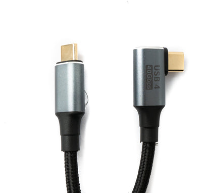 SYSTEM-S USB4 USB Kabel 80 cm Typ C Stecker zu Stecker 40 Gbit/s USB 4.0 geflochten Winkel