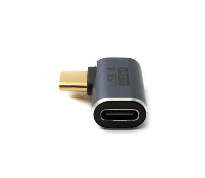 SYSTEM-S USB4 USB Adapter Typ C Stecker zu Buchse 40 Gbit/s Winkel USB 4.0 Kabel in Grau