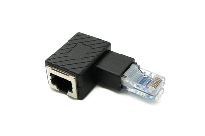 SYSTEM-S LAN adapter RJ45 plug to socket angled Ethernet adapter cable in black 