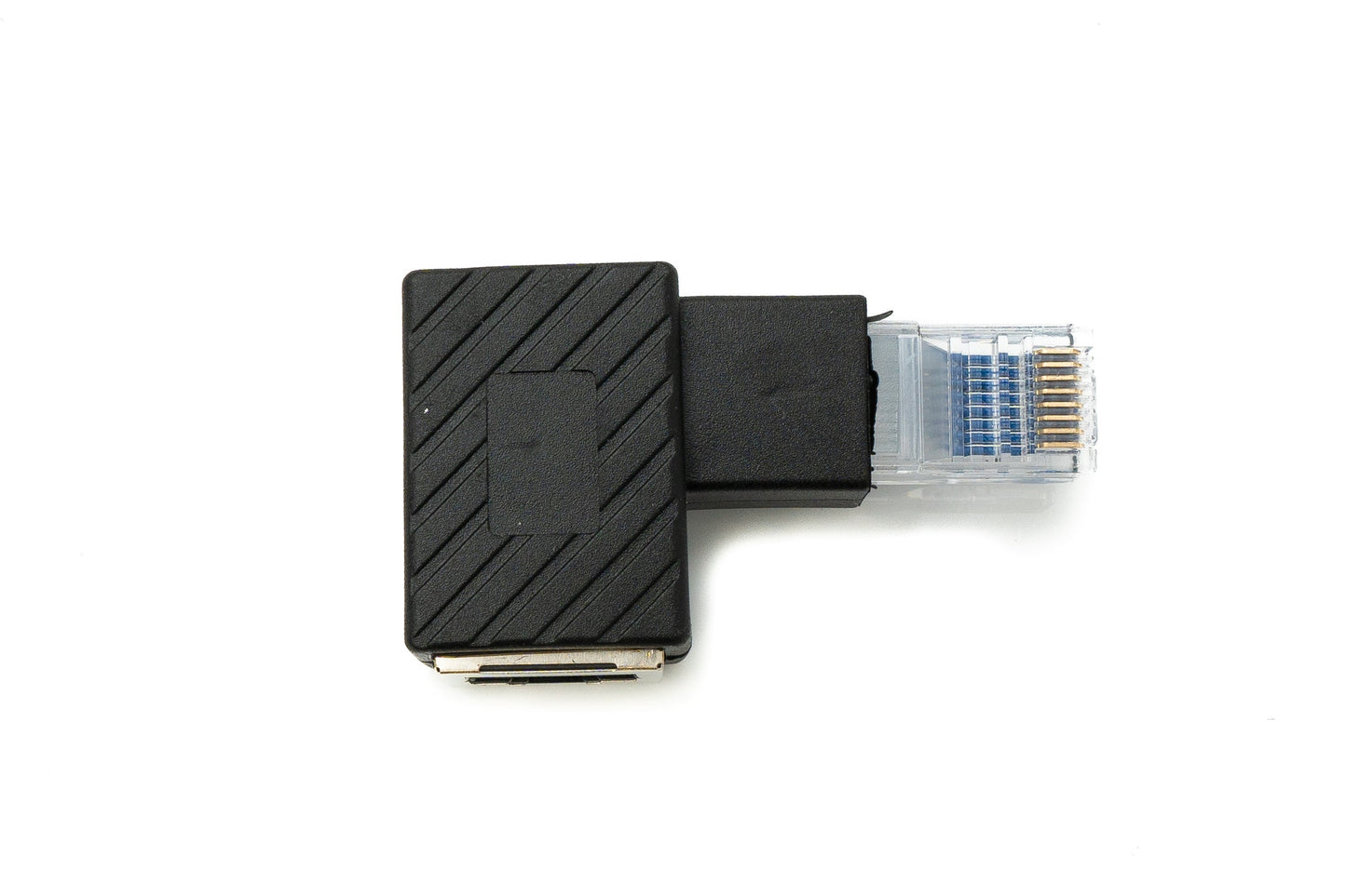 SYSTEM-S LAN adapter RJ45 plug to socket angled Ethernet adapter cable in black 