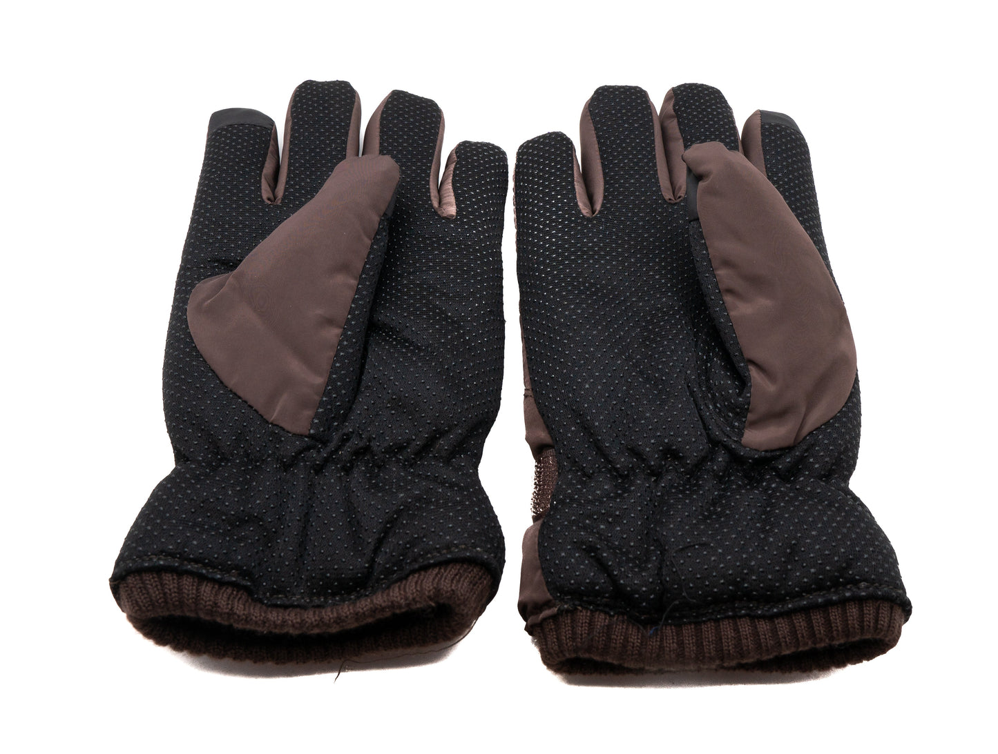 SYSTEM-S Anti Rutsch Handschuhe aus Polyester für Smartphones Touch Bildschirme in Braun