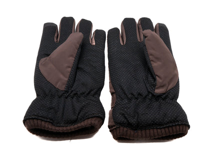 SYSTEM-S Anti Rutsch Handschuhe aus Polyester für Smartphones Touch Bildschirme in Braun